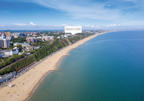 Radcliffe Court aerial view of Bournemouth beach and town centre